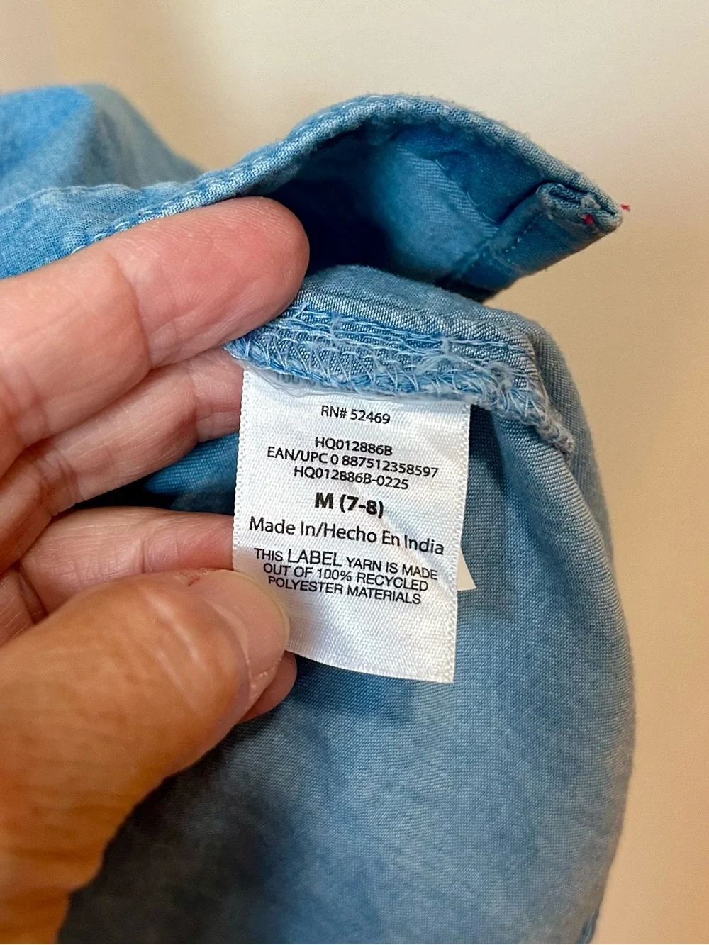 Wonder Nation Girls Denim Tiered Shirt Dress Blue Chambray Puff Sleeve Sz M 7-8